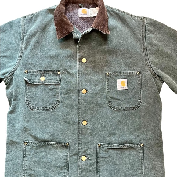 Vintage Men’s Carhartt Chore Coat C02 Moss Green Blanket Lined Made in USA Sz M - Picture 10 of 14